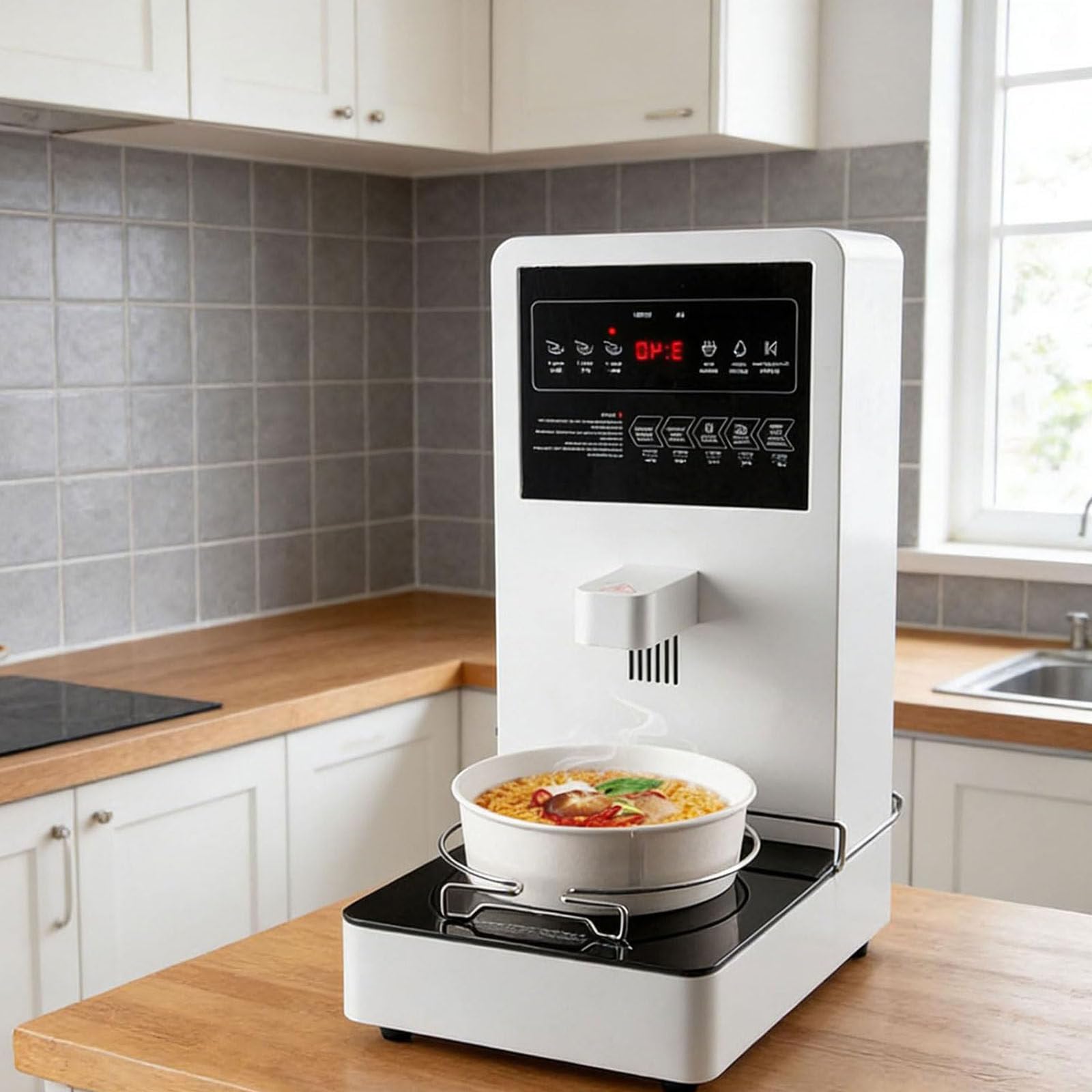 Cuocipasta elettrico commerciale 2200 W con controllo intelligente touchscreen, basso rumore, combustione anti-secco, ideale per supermercati e scuole, capacità 300 ciotole