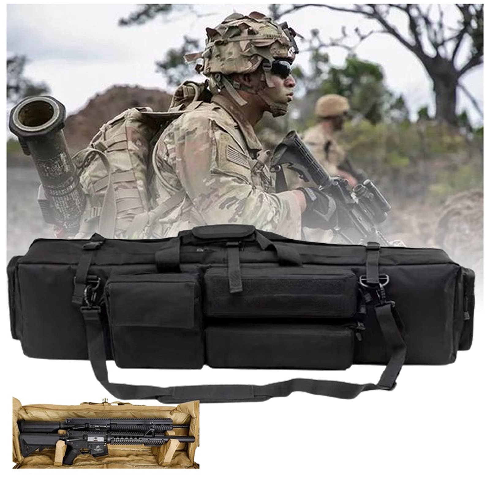 Bolsa De Almacenamiento De Caja De Rifle, 39 Pulgadas Funda De Bolsa De Rifle Doble, Estuche De Tiro, Bolso De Hombro para Caza Y Pesca Portátiles Al Aire Libre