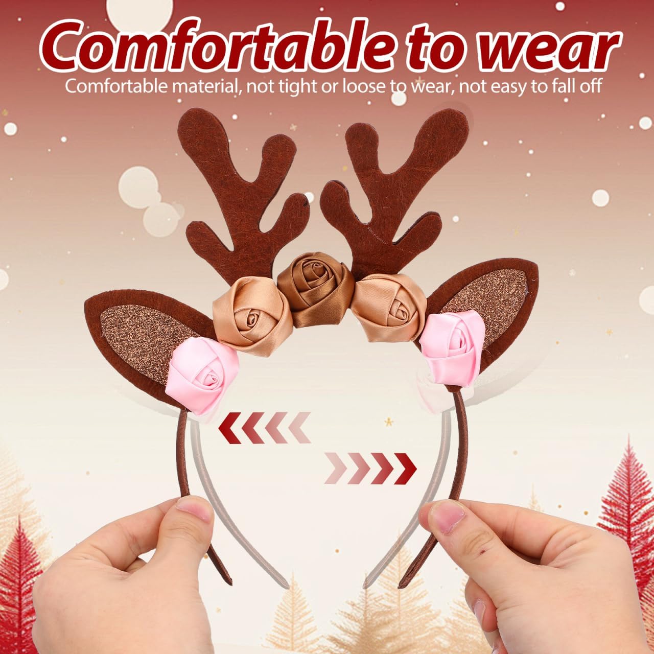 DOITOOL Reindeer Costume Kids, Reindeer Tutu Deer Headband, Christmas Costume Girls Antlers Headband for Christmas Fancy Dress Up Animal Cosplay Outfit