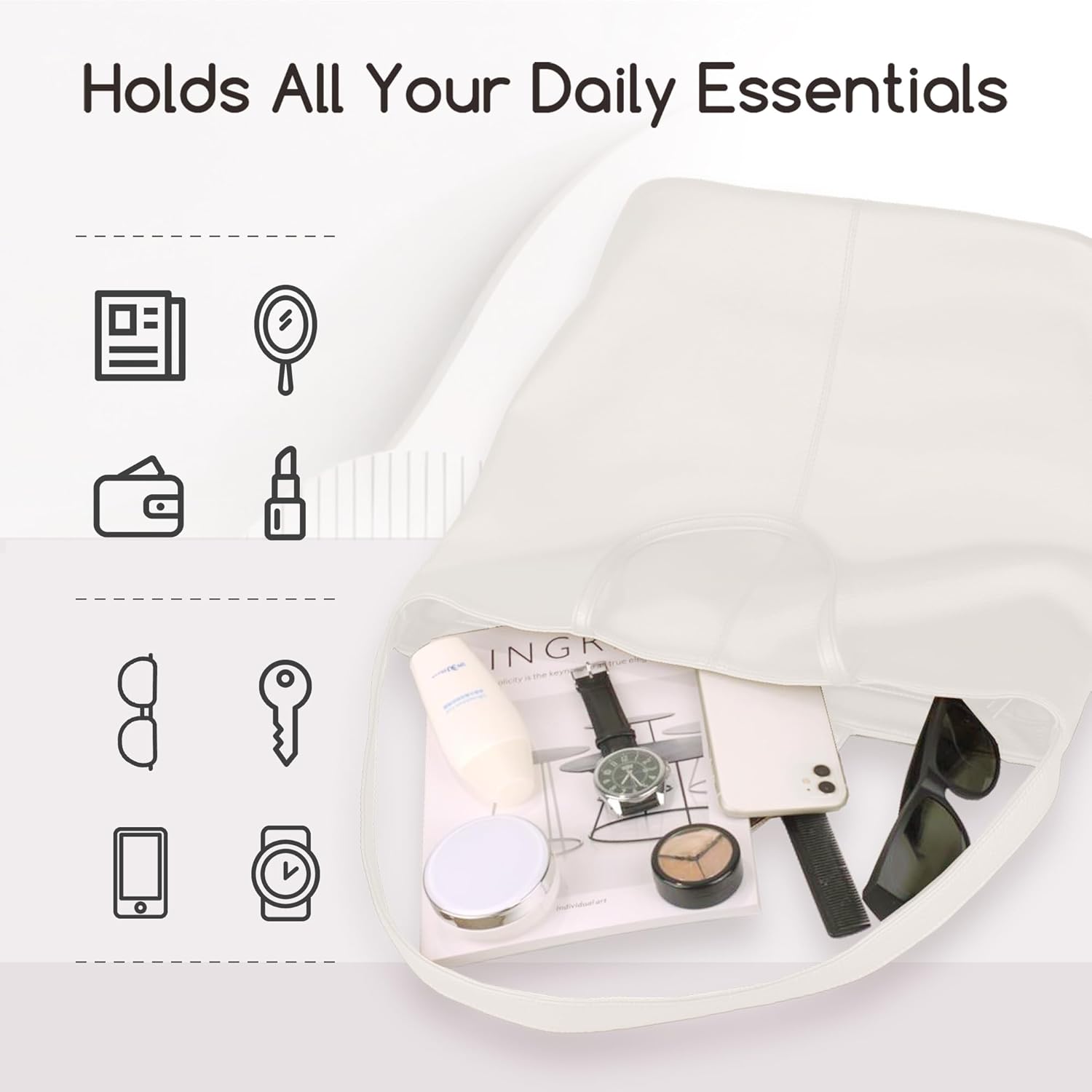 Tote Bag for Women, Large Capacity PU Leather Handbag/Shoulder Bag, Work Purse for Commuting, Shopping, Date & Class - Image 4