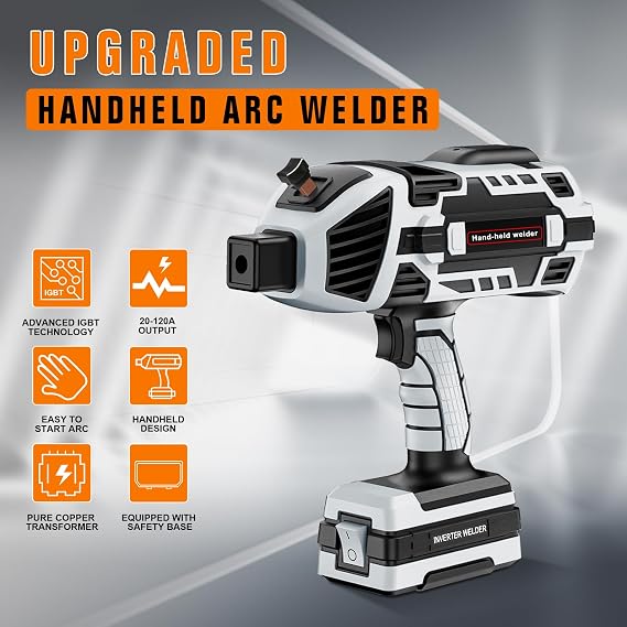 Handheld Welding Machine 110V 120A Portable ARC Handheld Welder with Digital Display IGBT Inverter, 6 Variable Current Settings for 1/16 Welding Rods