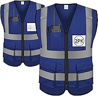 Vista 22 de TICONN Chaleco de seguridad reflectante de alta visibilidad Clase II de malla para mujeres y hombres Cumple con los estándares ANSI