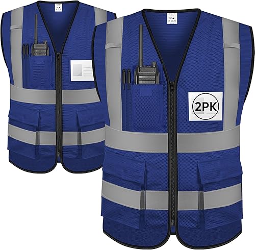 Vista 62 de TICONN Chaleco de seguridad reflectante de alta visibilidad clase II chaleco de malla para mujeres y hombres cumple con las normas ANSI Blanco