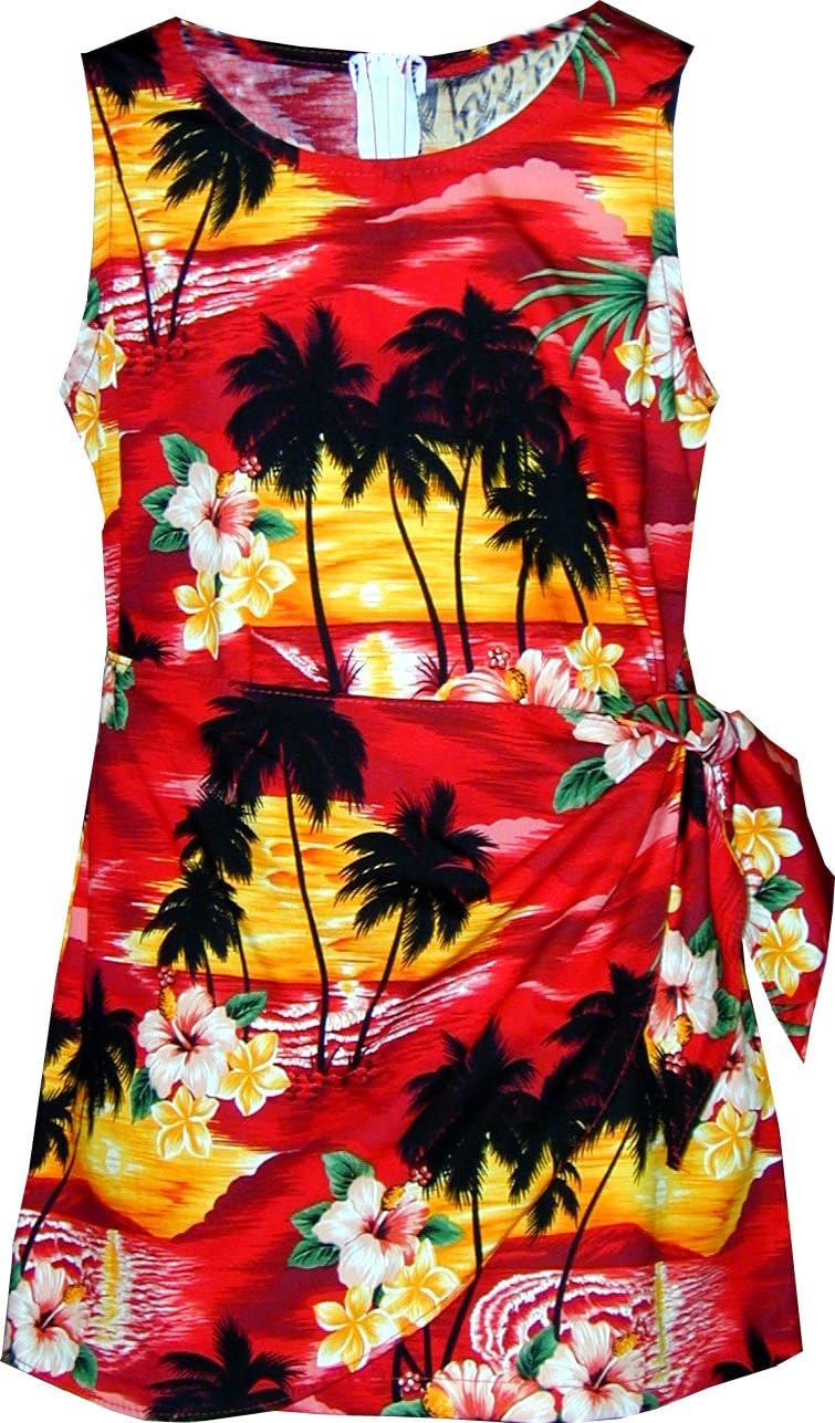 Pacific Legend Girls Brilliant Hawaiian Island Sunset Sarong Dress