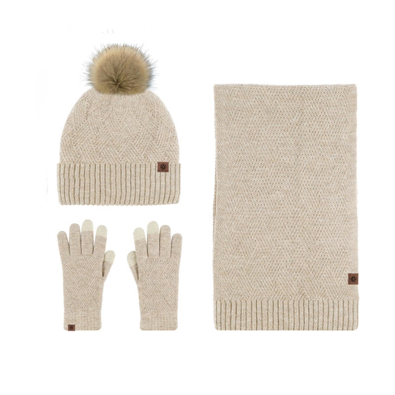 Mütze Warmer Hut, Schal, Handschuhe, Dreiteiliger Kaltsicherer Wollkugel Sowie Samtgestrickter Anzug-tibetergrüne DREI Sätze