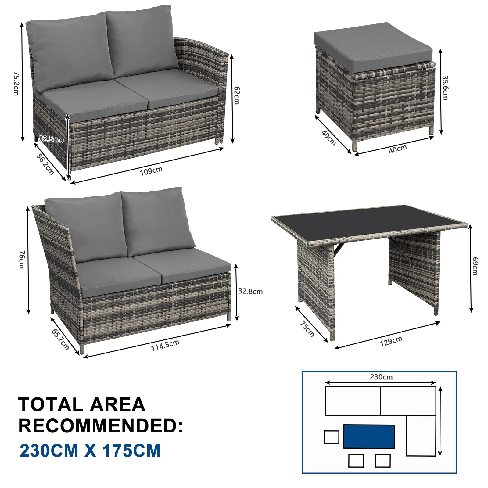 Buy Bonnlo 9 Seater Rattan Dining Set with Protective Cover, Rattan