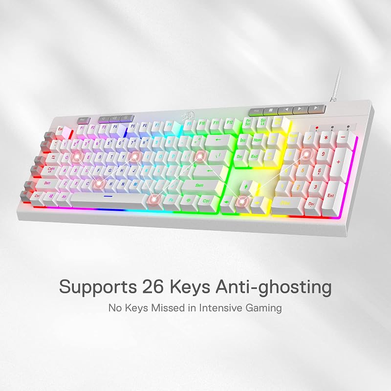 Redragon K512 Shiva fehér gaming billentyűzet RGB LED membrán QWERTY
