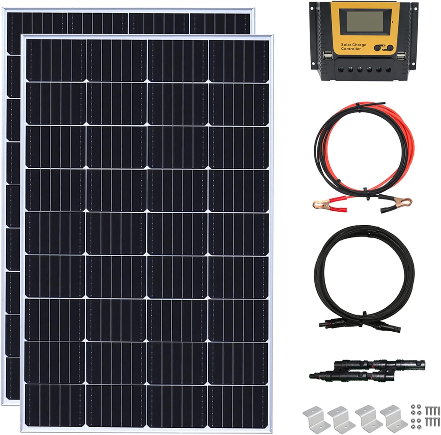 300 Watt 12Volt /24Volt Solar Panel Kit 2X150W Monocrystalline Module 30A Charge Controller for RV, Boats, Trailer, Camper,Off-Grid System (300W Solar kit)