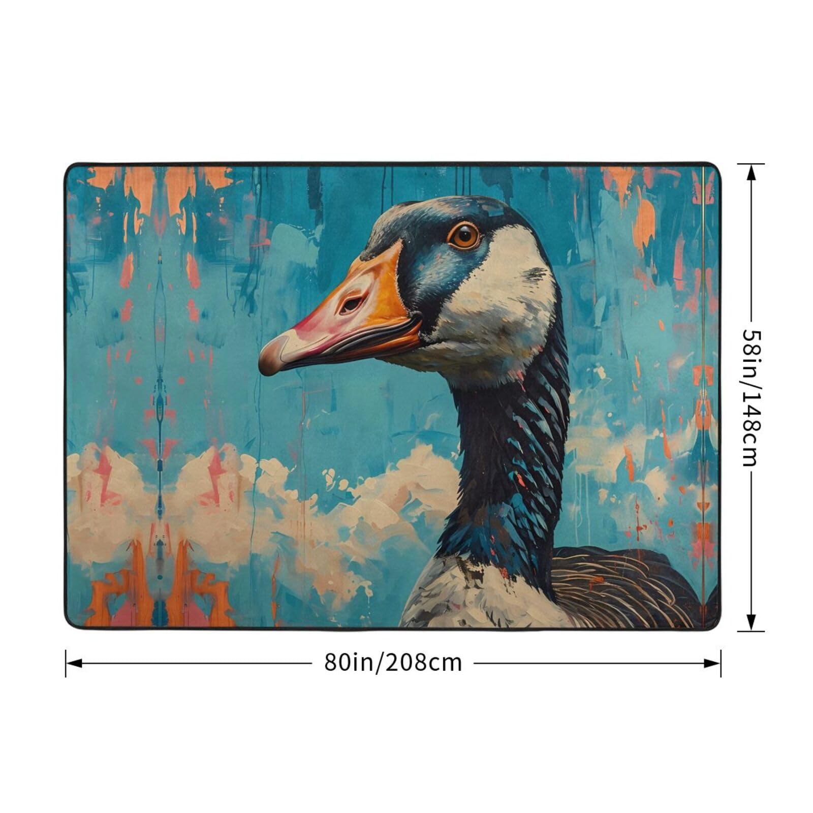 Tapis bleu canard aquarelle pour salon et chambre à coucher, 12,7 x 17,2 cm, doux, lavable, antidérapant, tapis de sol d'intérieur, décoration esthétique de chambre à coucher