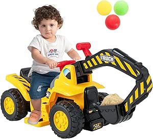 DREAMADE Kinder Sitzbagger - Mit Verstellbarer Schaufel & Hupe