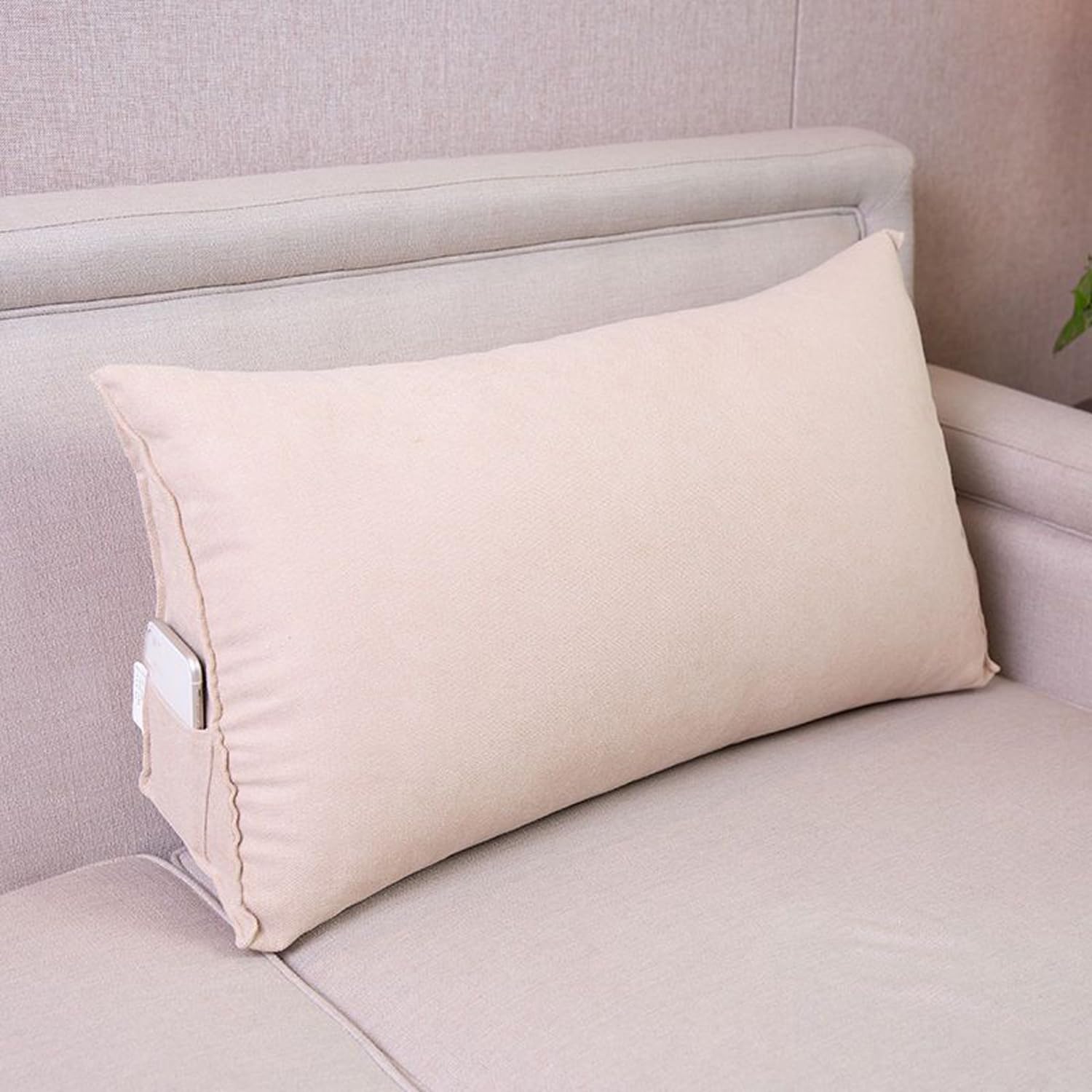 Cush - Almohada de lectura triangular suave con funda extraíble, soporte de refuerzo con ket, almohada de posición de mesa para cama y lectura (120 x 35 x 18 cm, rojo)