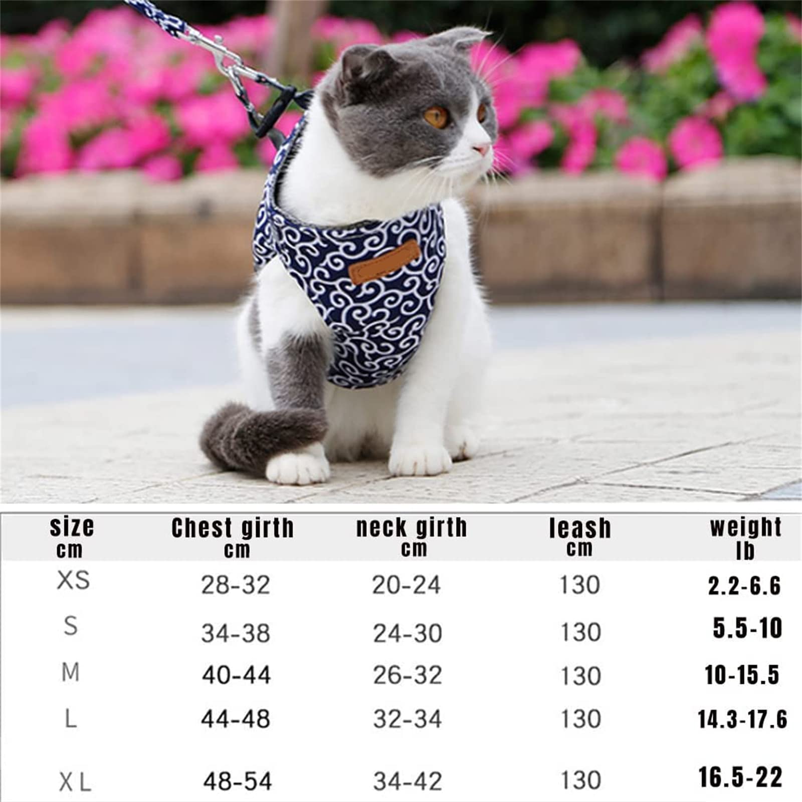 Juego de arnés y correa para gatos y perros, correa de pecho antirotura, arnés de chaleco suave ajustable para gatitos, cachorros y conejos (XL, azul)