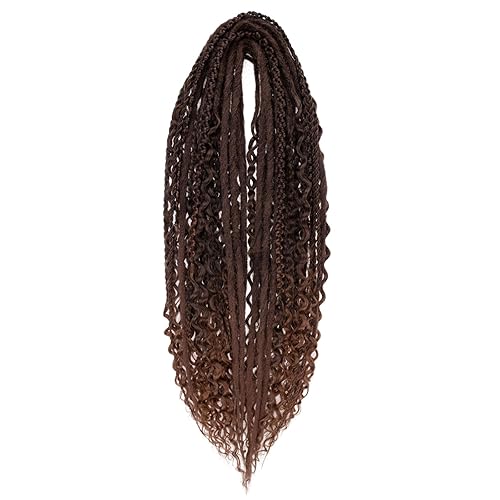 Miniatura 65 de Leeven Extensiones de rastas grises de 40 hebras, de 18 pulgadas, hechas a mano, suaves, de 0.2 in de ancho, extensiones de cabello sintético