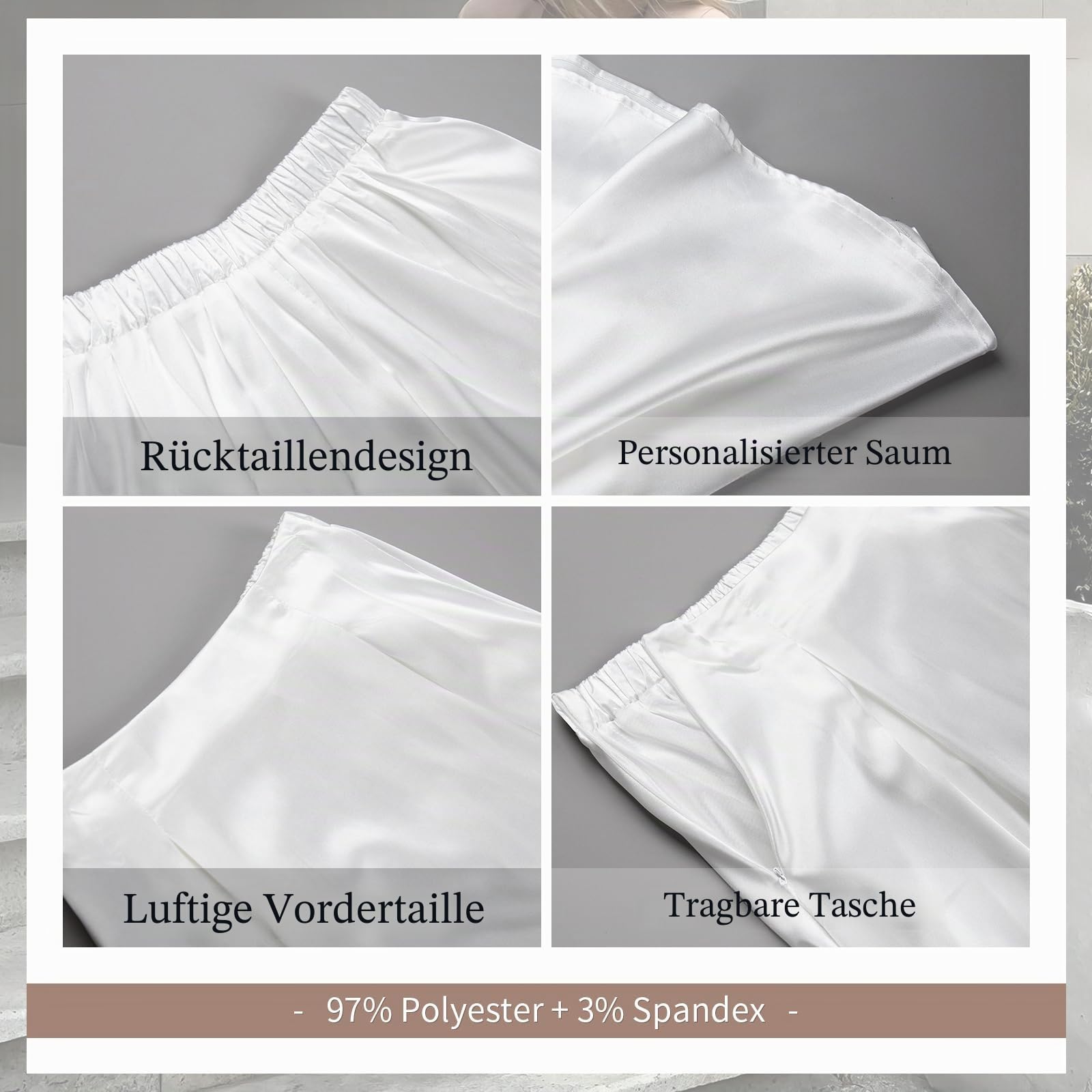 Eleganter Damen-Satin-Langrock Mit Hoher Taille Und Elastischem Gürtel, Maxirock Aus Seide, Geeignet Für Hochzeit, Cocktailparty, Business