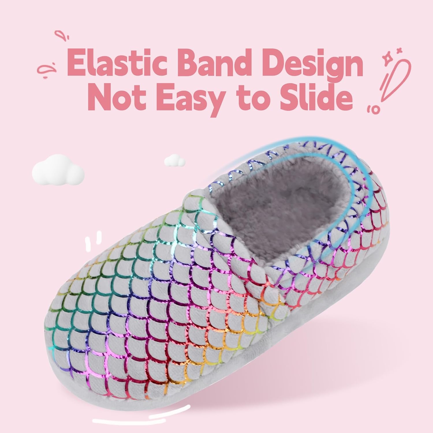 Girls Slippers Mermaid Princess No-Slip Comfy House Slippers Memory Foam House Shoes for Girls Bedroom Indoor Outdoor - Image 3