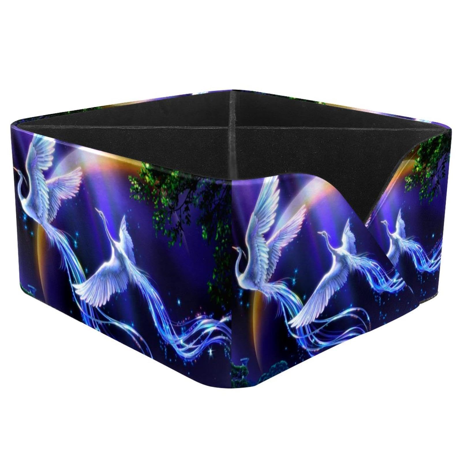 KengjuTesu Shiny Phoenix Couple Desktop Organizer Pen Holder, Rectangular Pencil Cup for Office, Study and Makeup Stations