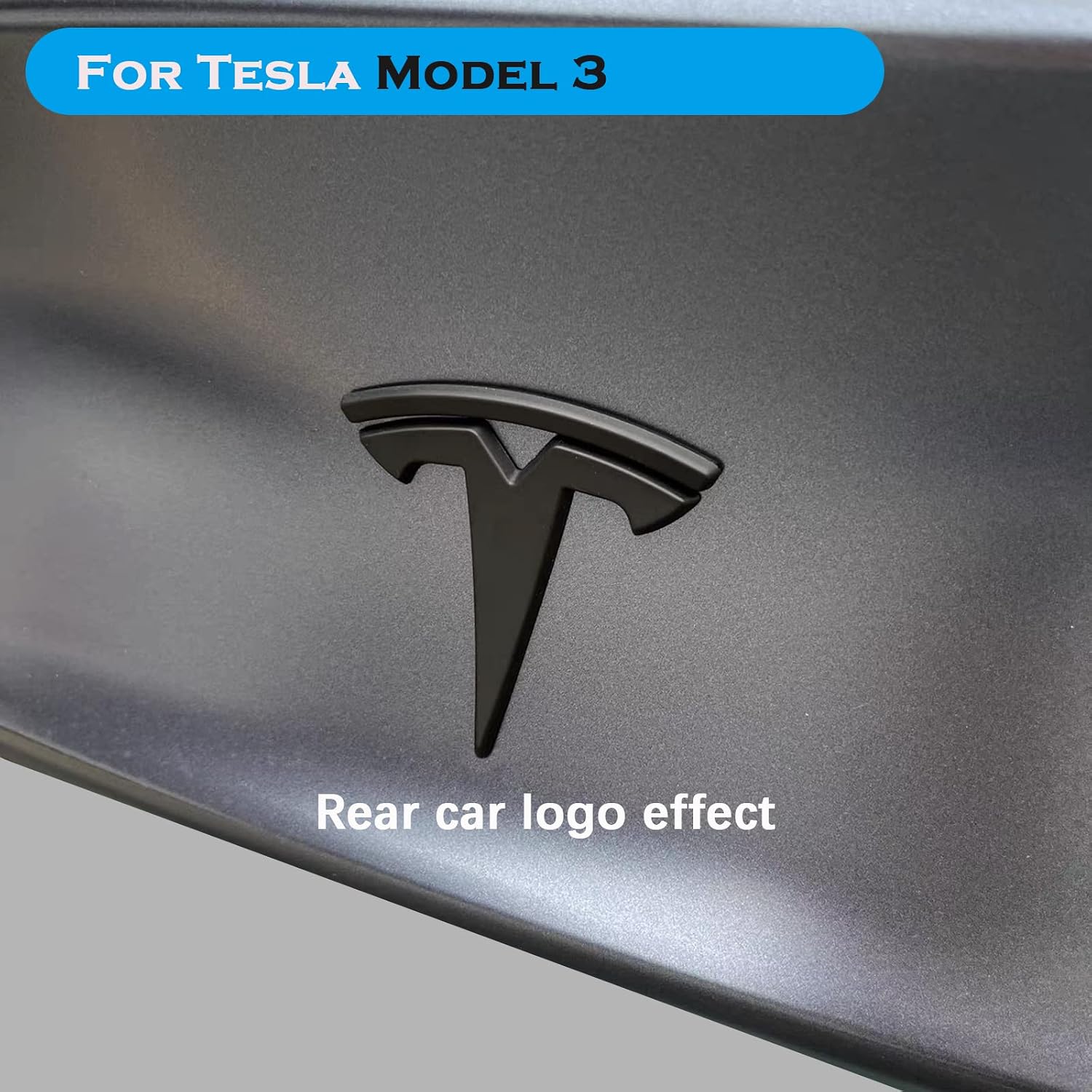 YHCDSEA Model 3 Steering Wheel/Front Trunk/Rear Trunk Logo Cover Sticker Badge Decals 3Pcs/Set for fit Tesla Model 3 Emblem Accessories(Matt Black)