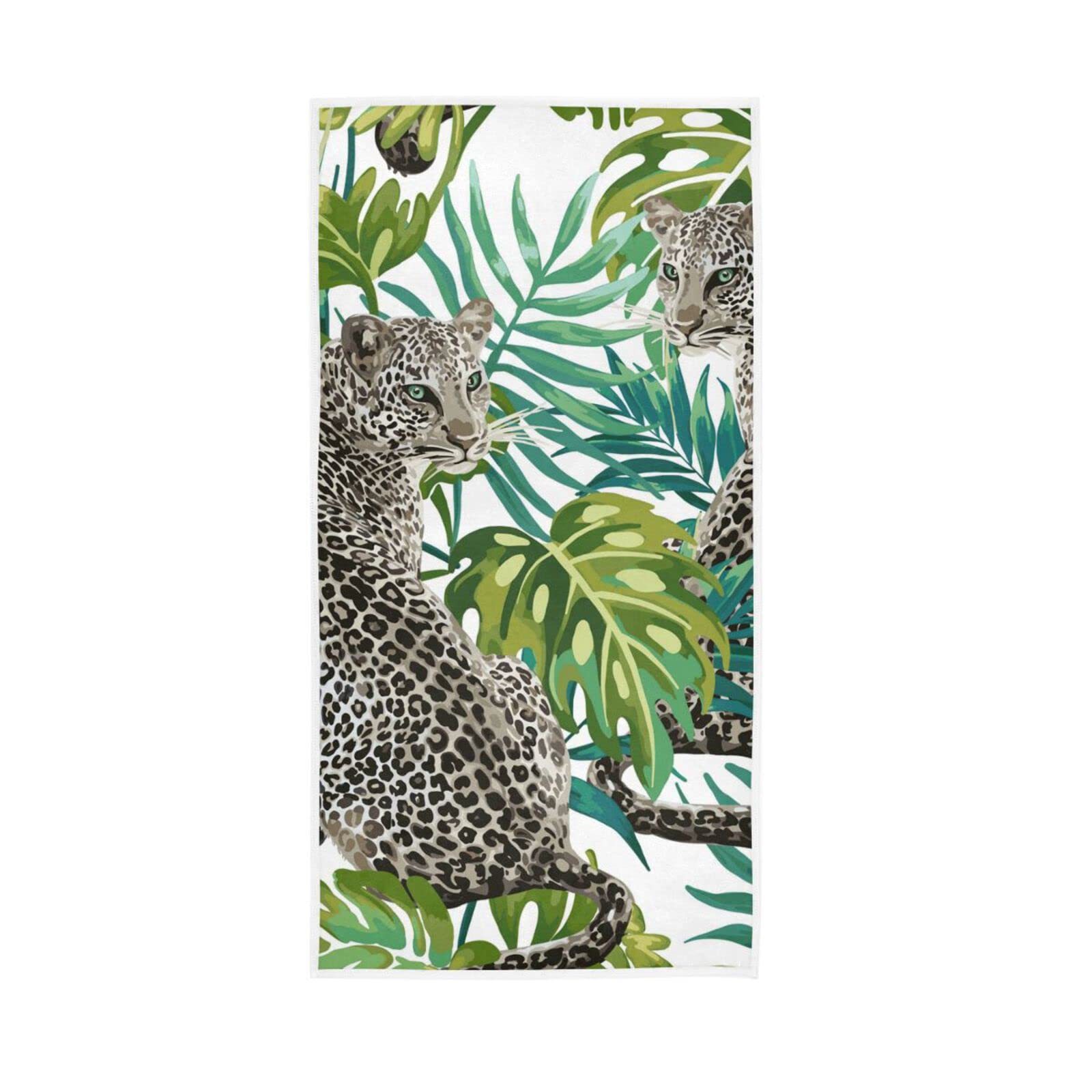 LSRCPD Hand Towels Leopard Tropical Leaves Decor Fingertip Soft Face Towel Absorbent Bathroom Kitchen Towels