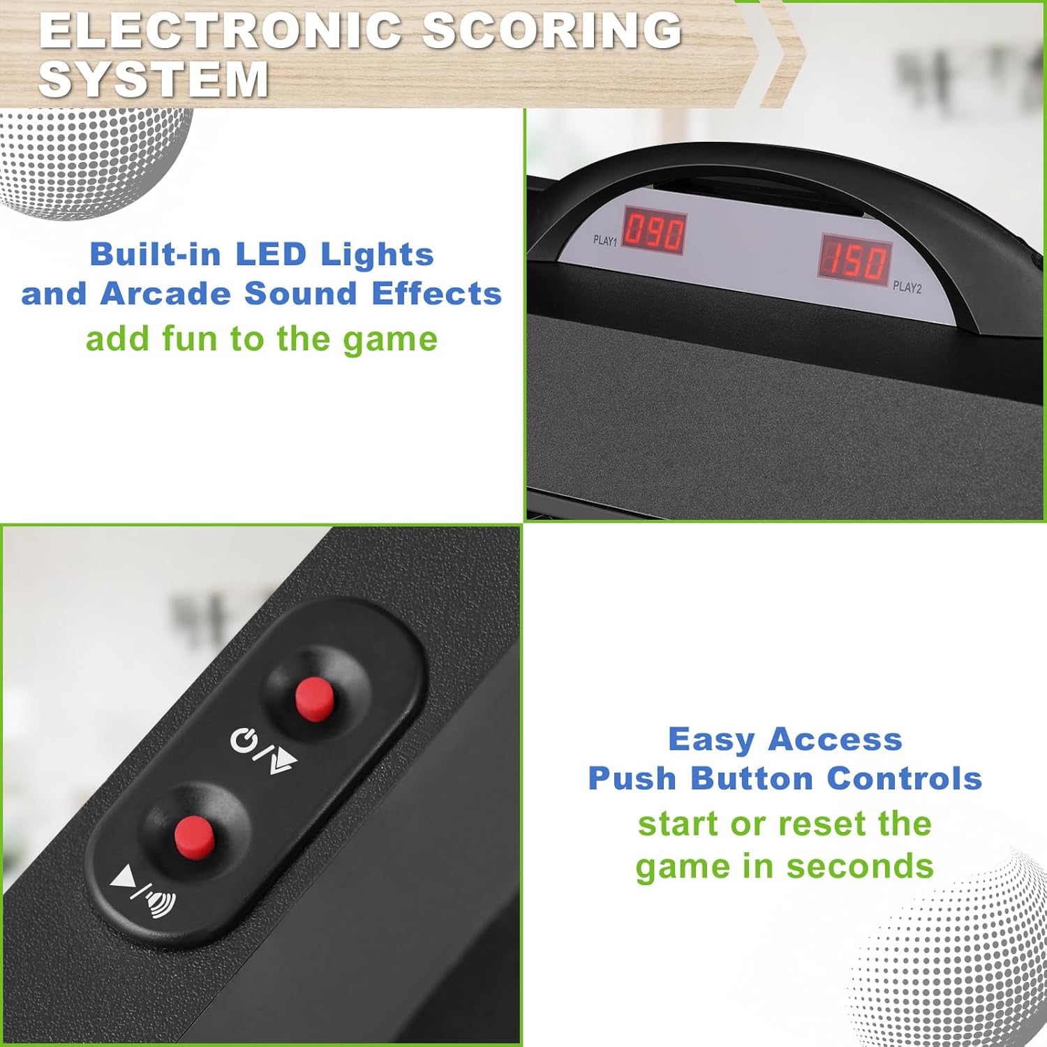 RAYKEEP 8’ Roll and Score Arcade Game Table, Classic Ball Machine with LED Electronic Scorer, Sound, Automatic Ball Return for Family Recreation Game Rooms - 4 Balls Included