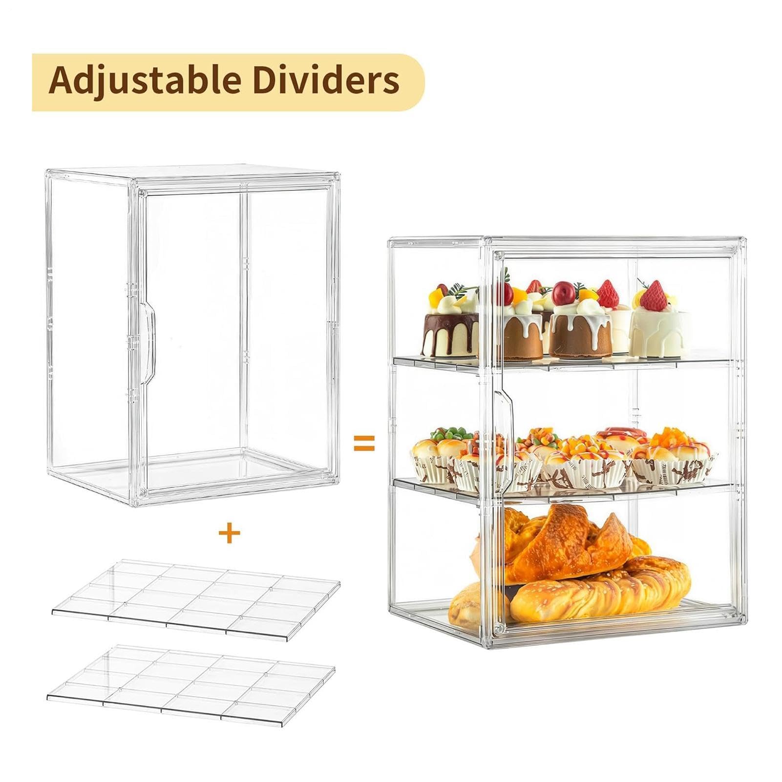 Expositor De Pastelería Contenedor Grande Transparente Ajustable De | Contenedor De Pan Para Encimera De Cocina para encimera, esquina, despensa, sándwich, tostada, hogaza, masa, bollo, m