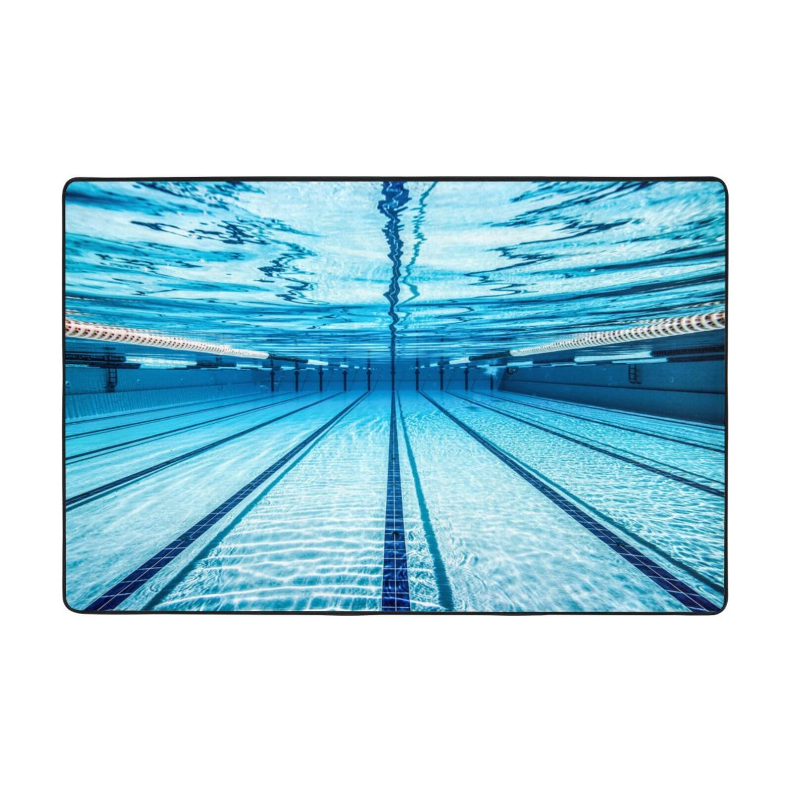 Tapis de sol anti-glisse bleu en flanelle pour sol glissant