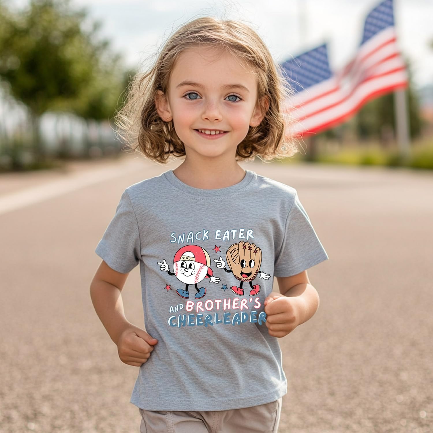 Kids Baseball Shirt Girls Funny Baseball Sister Graphic T-Shirt Summer Short Sleeves Tee Tops Clothes 2-7 Years - Image 5