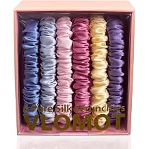 VLOMOT 6 Pcs Set 100% Pure Mulberry Silk Hair Scrunchies Pastel