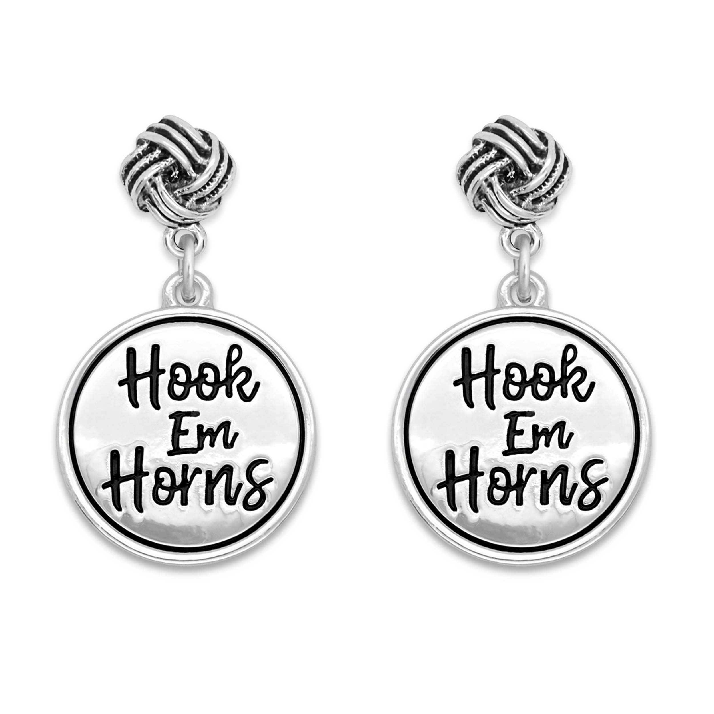 From the Heart Texas Longhorns Hook Em Horns Silver Twist and Shout Earrings Jewelry Gift