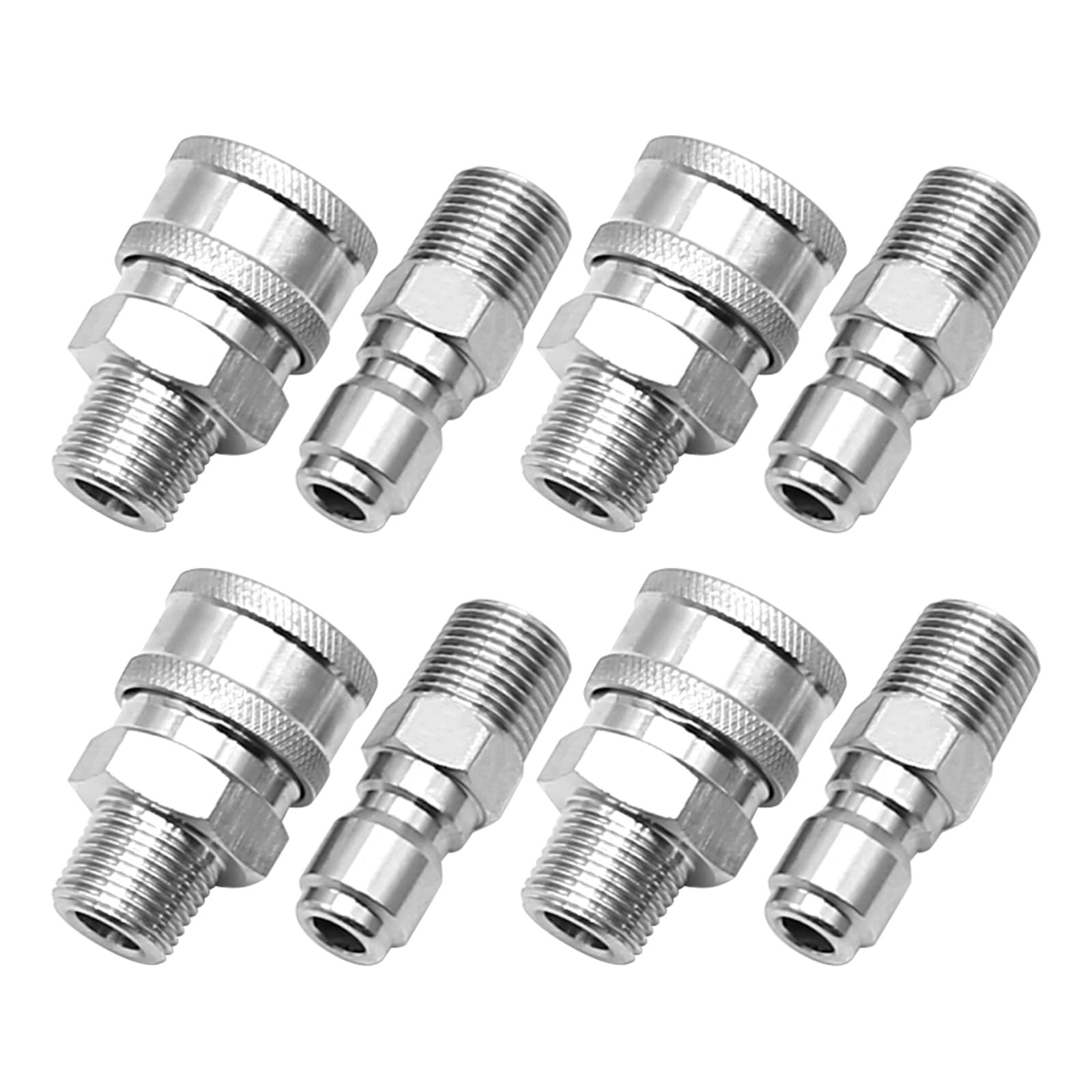 Hoypeyfiy 4 Sets Pressure Washer Adapter, 3/8 Quick Connect Fittings, Stainless Steel Male & Female Quick Connector Kit (External Thread)