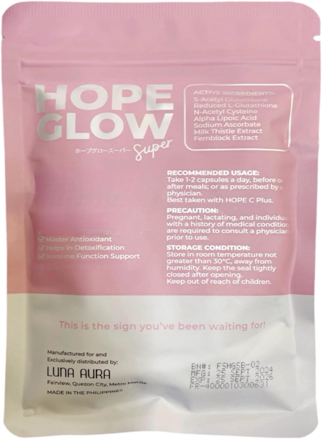 1 Sachet Luna Aura Hope Glow Super 700mg (60 Capsules)