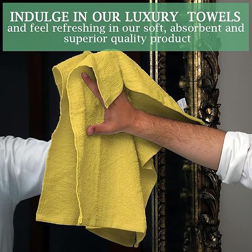 Miniatura 4 de Toallas de toalla de algodón amarillo de 14 x 17  Paquete de 60  Toallas de restaurante multiusos de secado rápido