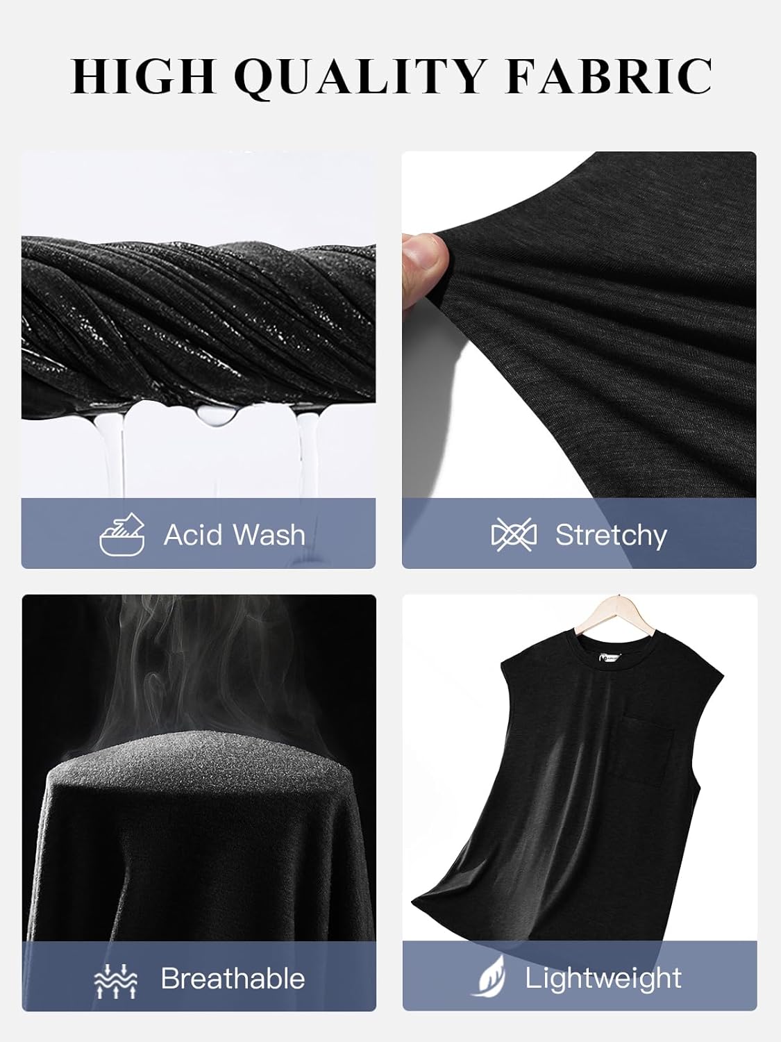 Runcati Mens Sleeveless Tank Tops Workout Cut Off Muscle Shirts Gym Casual Beach Summer Tee with Pocket - Image 5