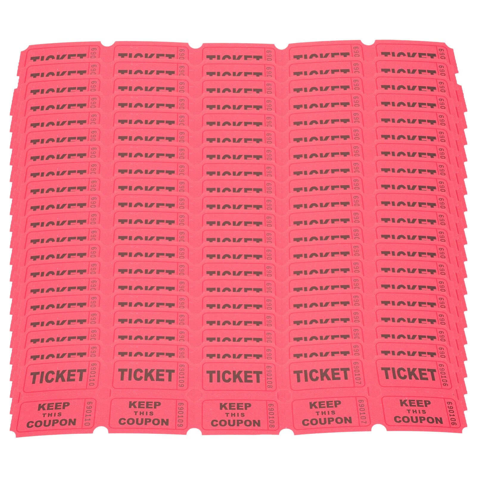 STOBOK Raffle Tickets 200Pcs Red Admit One Tickets for Events Games Fundraisers and Celebrations 2X1 Inch Easy Tear Lottery Tickets with Consecutive Numbers