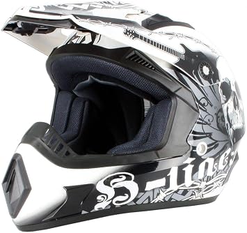 S-Line - Casco da cross, motivo: scheletro : Amazon.it: Auto e Moto