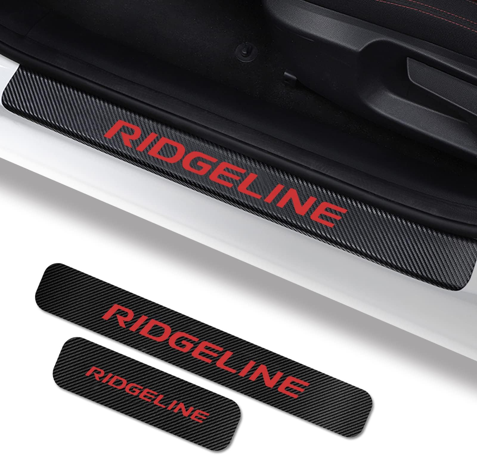 Fit for Ridgeline 2005-2024 Car Door Sill Protector for Honda Ridgeline Accessories, Carbon Fiber Leather Door Sill Sticker,Reflective Automotive Door Entry Guard,Decoration Door Sill Scuff Plate