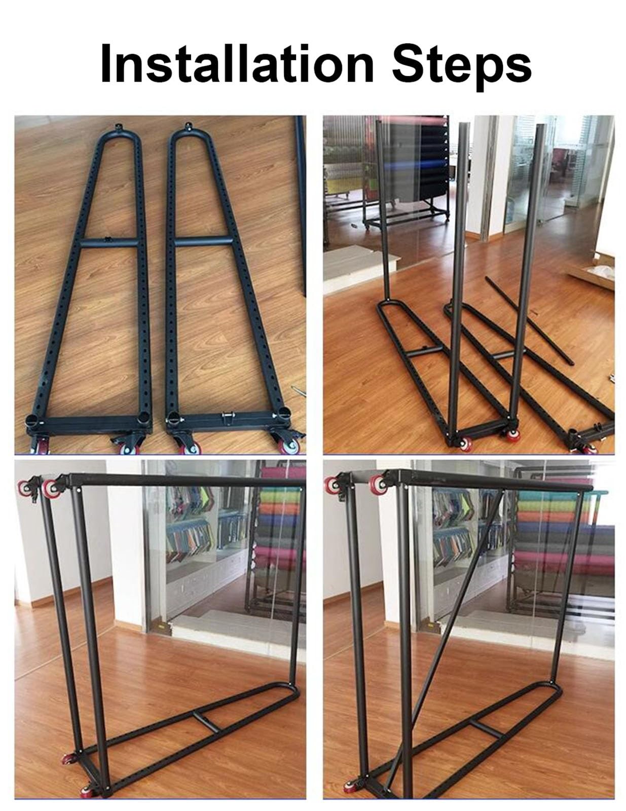 Duży wiszący wózek ekspozycyjny na folię do zmiany koloru samochodu/rolki materiału tekstylnego, regulowany metalowy organizer z kółkami z hamulcem, komercyjny obr,H-1.7m/67in-20 rod