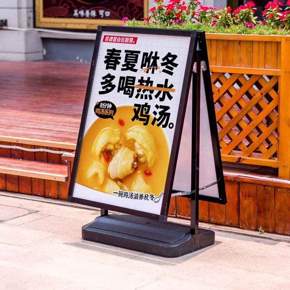 Soporte Para Carteles De Acera Para Exteriores, Soporte De Suelo Para Carteles Y Pancartas De Doble Cara, Para Carteles Publicitarios De Calle Para Exteriores,Negro,60x90cm/23x35inch