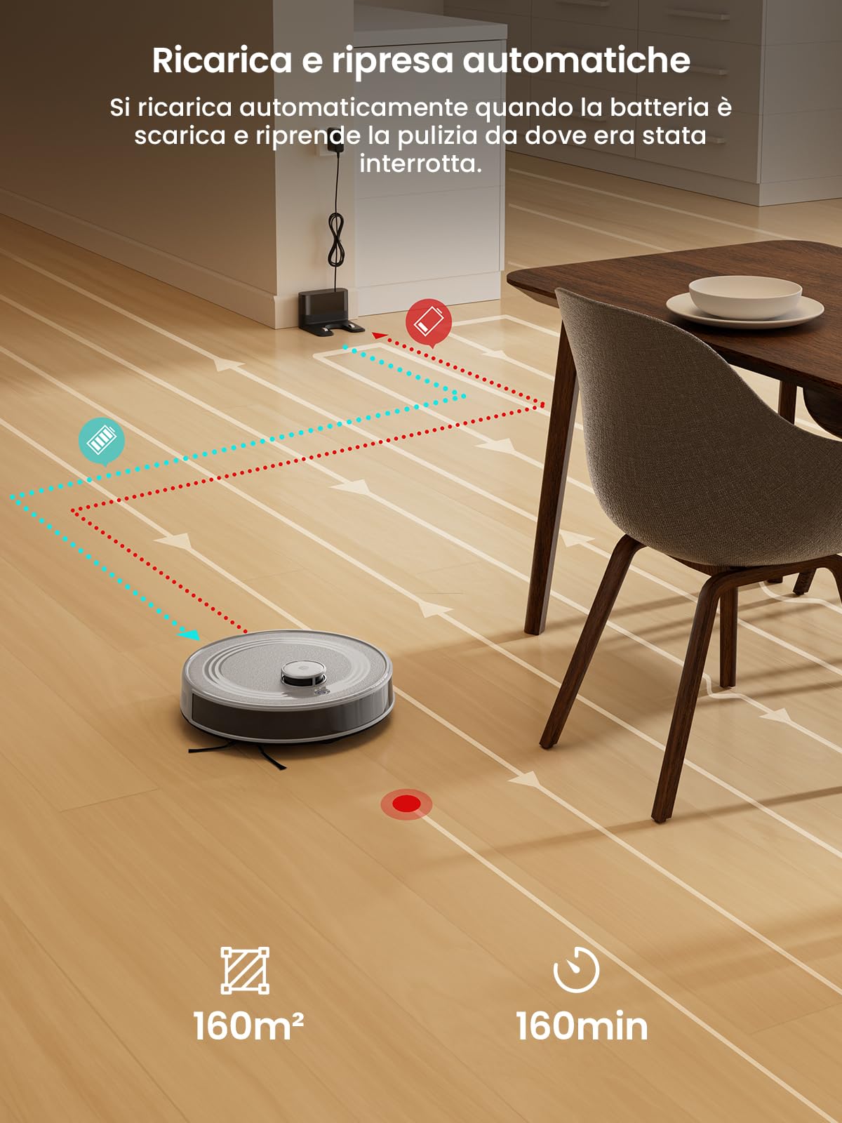 Lefant M2 Robot Aspirapolvere Lavapavimenti con Mappatura Laser dToF 2 in 1, 6000Pa, Navigazione Intelligente PSD Anti-Ostacoli, 160 Min,Controllo APP/Alexa, Ideale per Peli Animali, Grigio