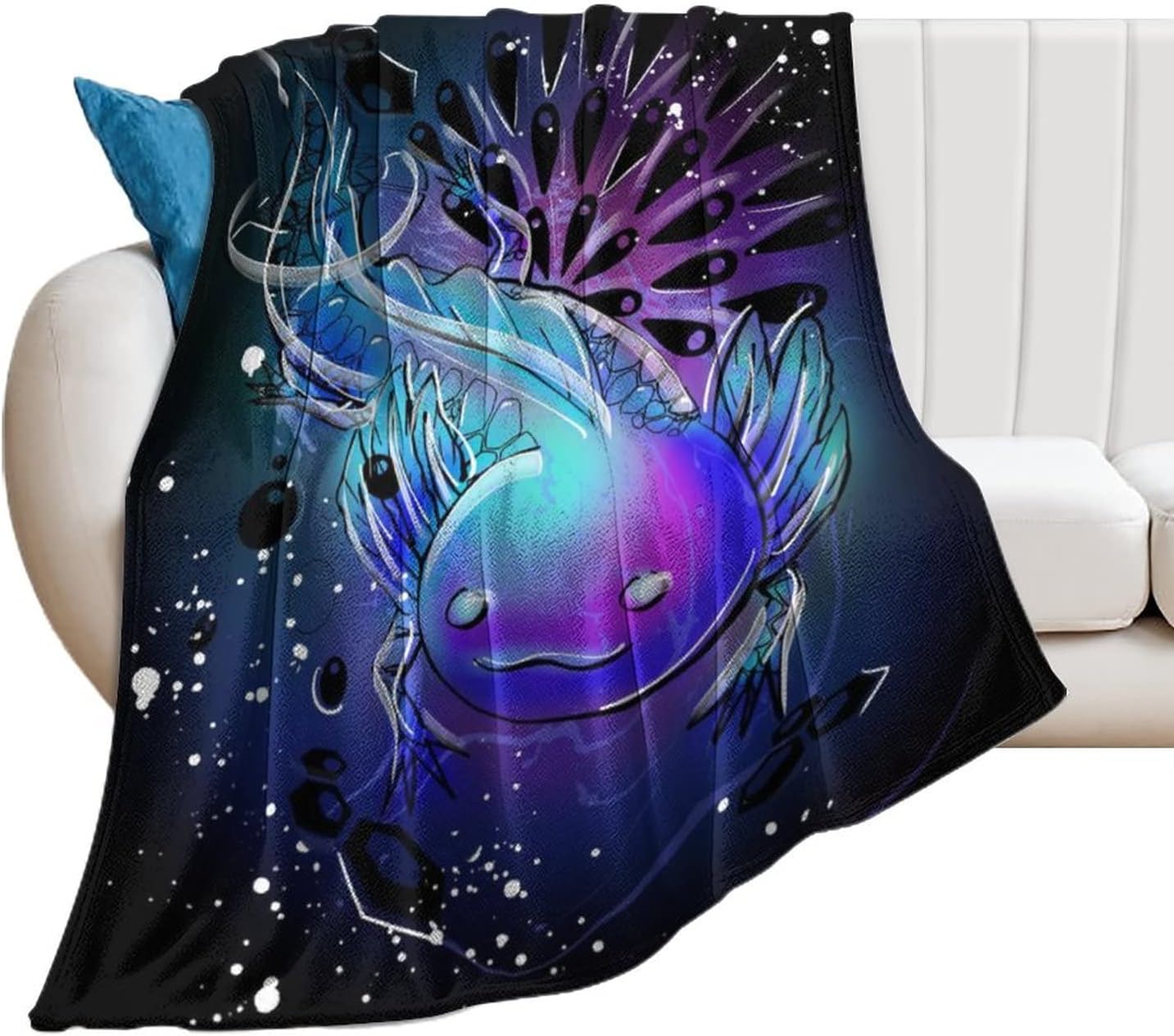 Usmikeys Axolotl Blanket, Cute Flannel Throw Blanket for