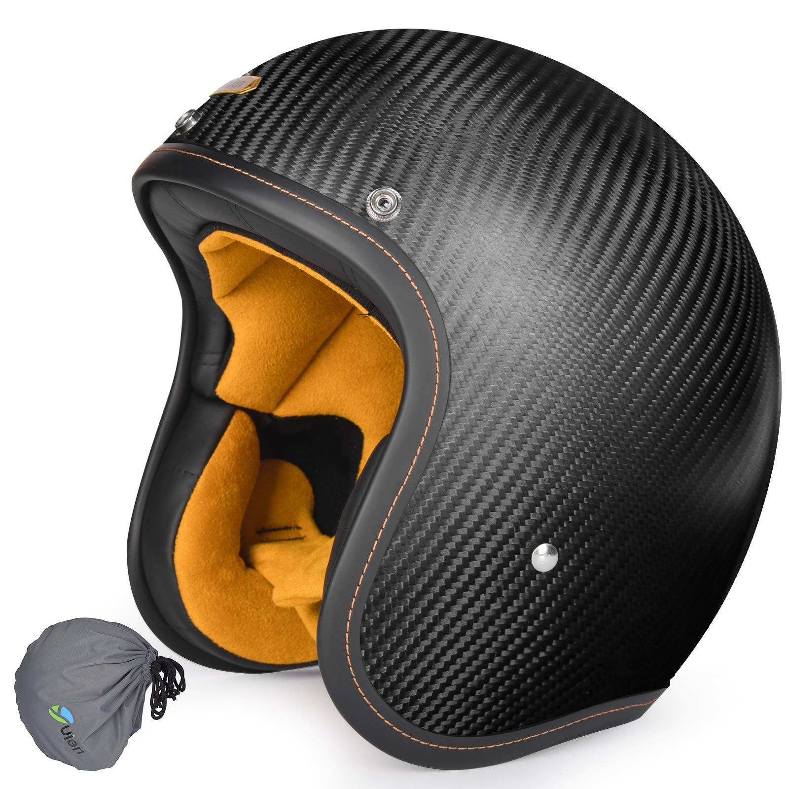 Buy YUIEN Carbon Fiber Motorcycle Helmet, Retro 3/4 Open Face Helmet