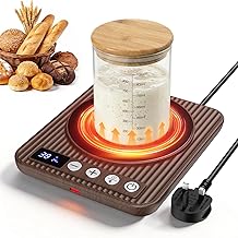 MQUPIN Sourdough Starter Warmer, 21℃-38℃ Precise Temperature Control Sourdough Warming Mats, 24 Hour Timer & Auto On/Off, Sourdough Heater Proofing Tool for Home Kitchen Baking (Wood)