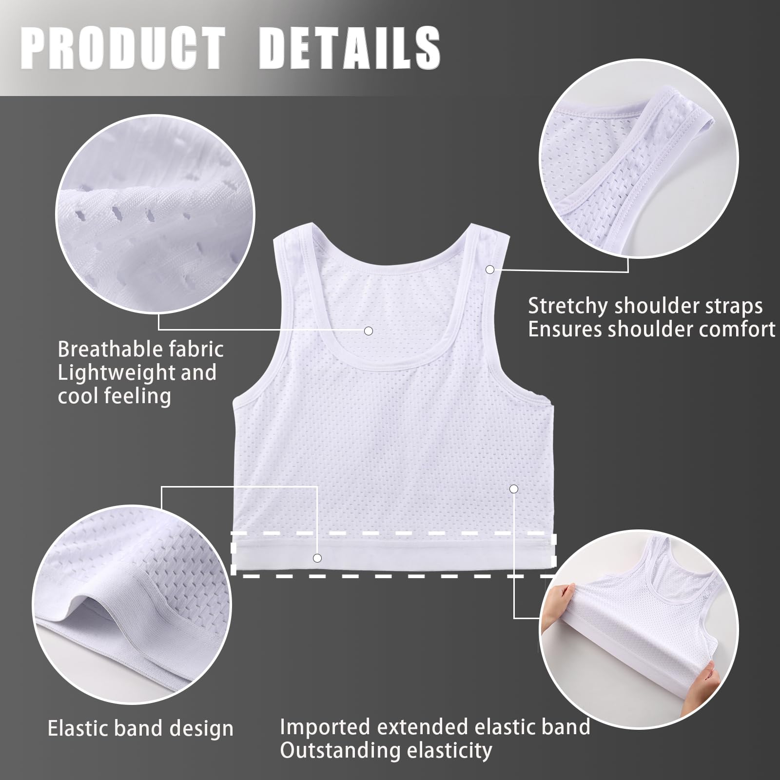 XUJI Transgénero FTM Trans Transpirable Medio Pecho Binder