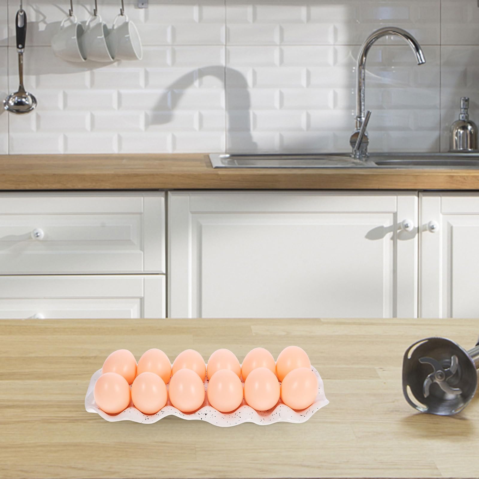 Sosoport Organizador de Huevos de Cerámica Resistente para Nevera y Cocina Bandeja Protectora de Compartimentos Soporte Compacto para Almacenamiento Fresco y Ordenado de Huevos