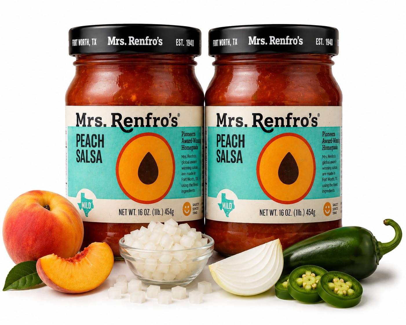 Amazon.com: Mrs. Renfro's Peach Salsa, Mild, 16 oz Jars (Pack of 2