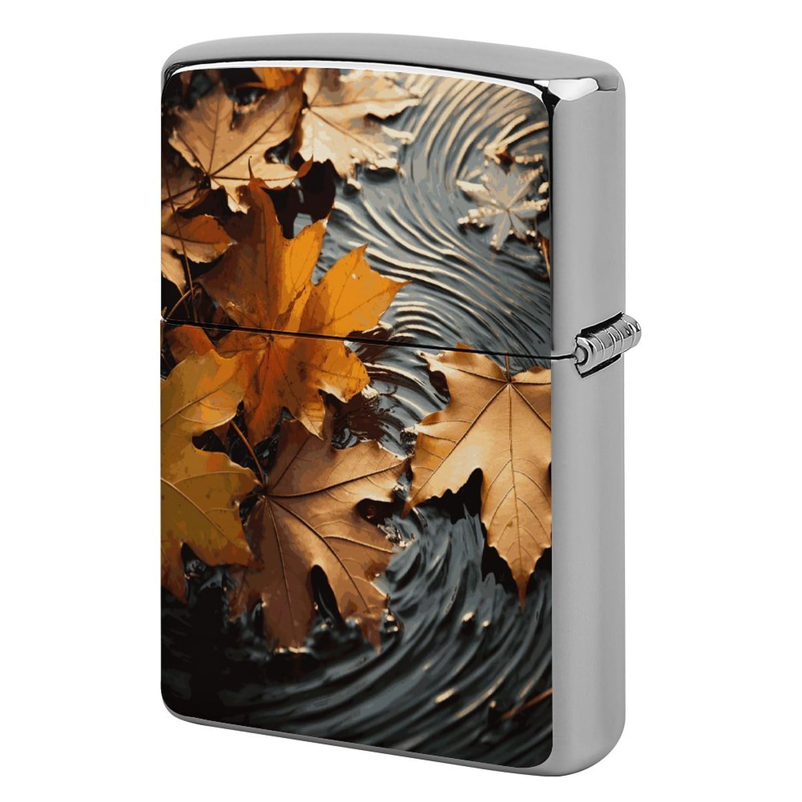 Fodpand Style Fall Leaves Metal Lighter Case Cover Lighter Sleeve
