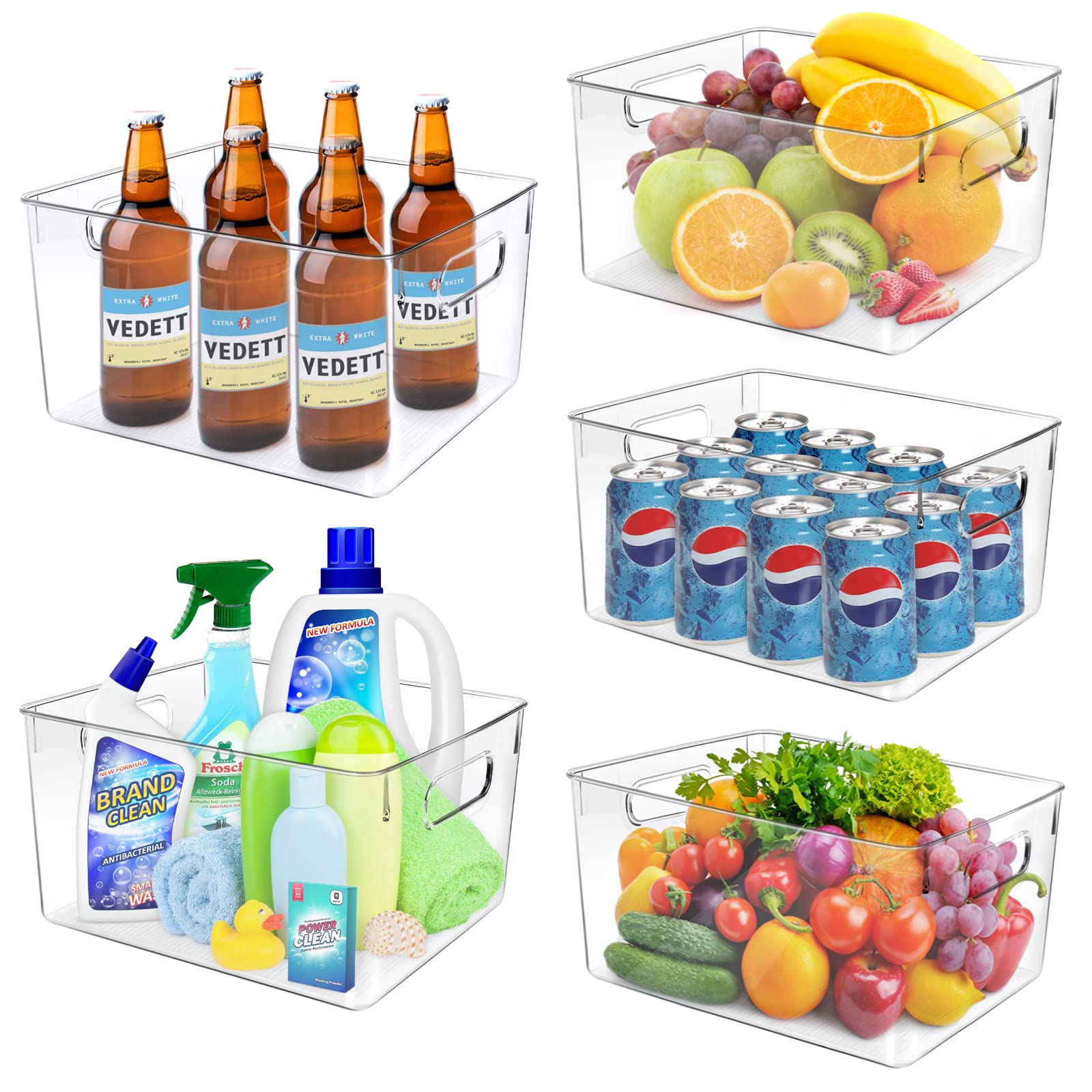 Buy Refrigerator Organizer Bins 5 Pack Clear Plastic Storage Bins for