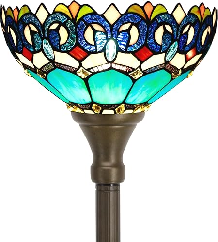 Tiffany - Lámpara de pie estilo mariposa con diseño de flores, antorcha de esquina de pie, 12 pulgadas de profundidad x 12 pulgadas de ancho x 67