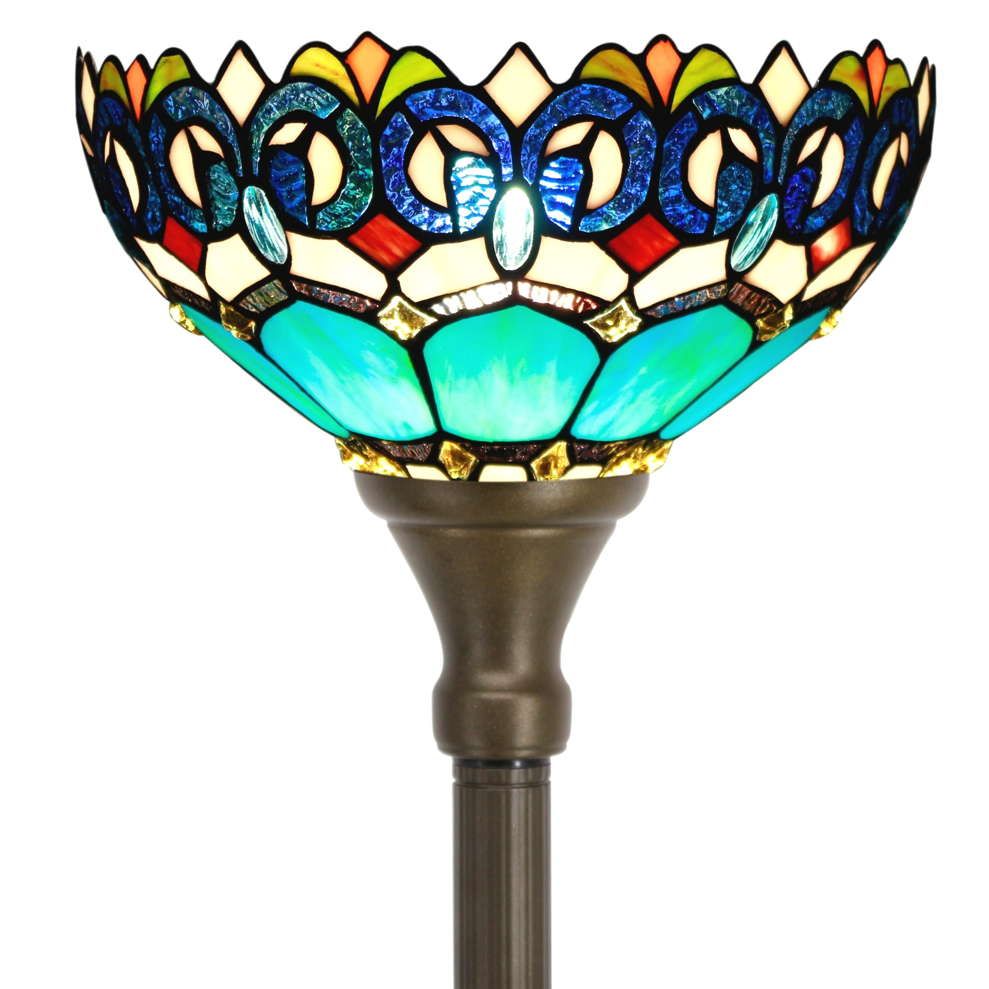 ZJART Tiffany Floor Lamp Stained Glass 12X12X70 Inch Blue Jewelry Baroque
