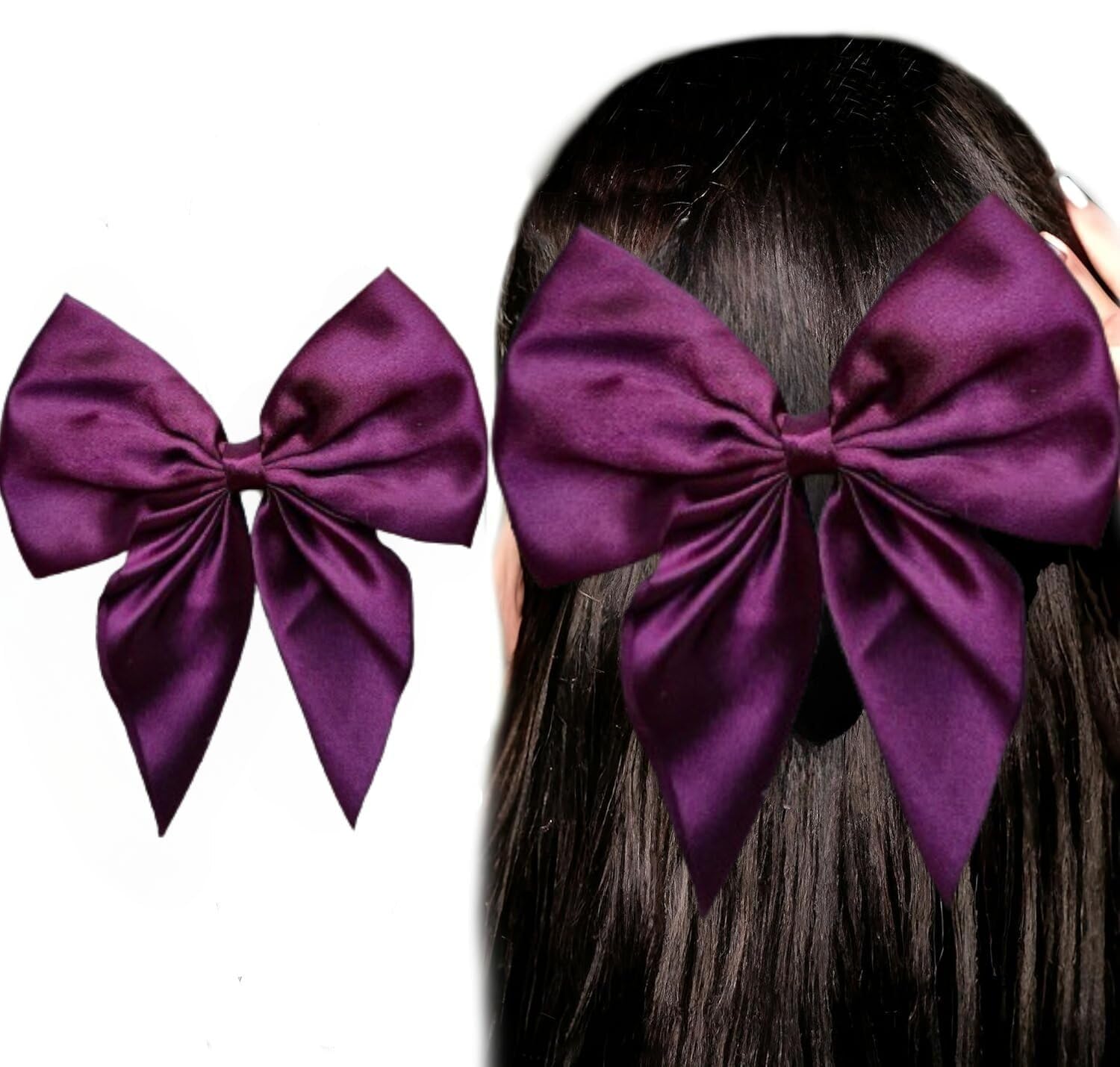 Small Satin Hair Bows for Women Girls, Classy Short Tail Bow Hair Ties, Back to School Outfits, Cute Hair Styling Accessories for Teen Toddler Girl Stuff, Alligator Clips Headdress, Purple (Pack of 1) (B0DGGPXTM2) Amazon Price History, Amazon Price Tracker
