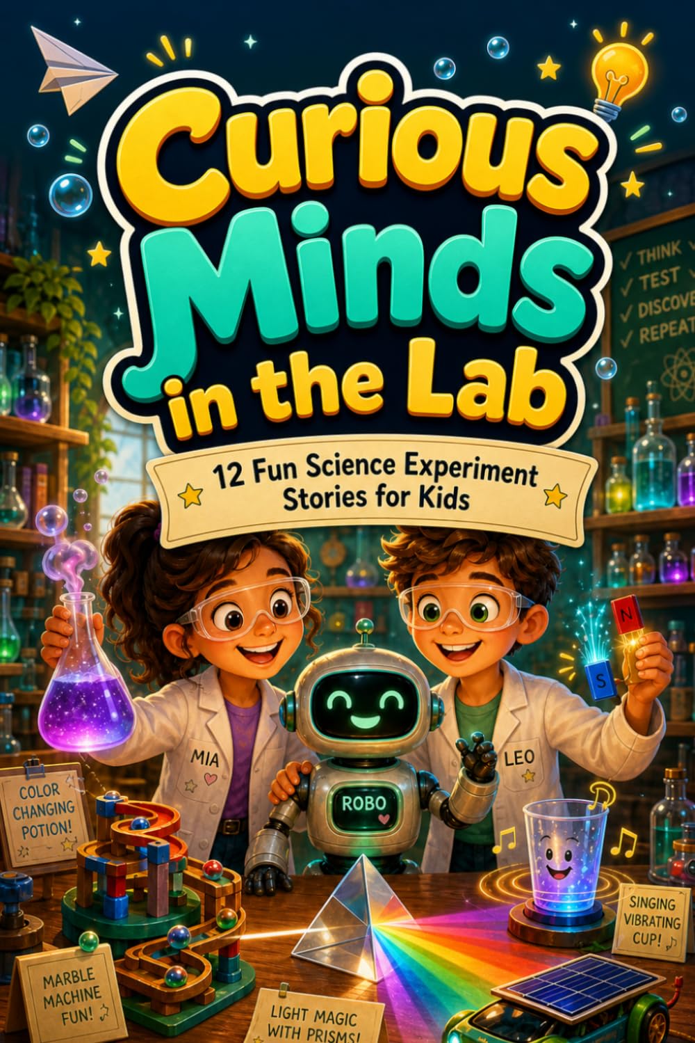 Curious Minds in the Lab: Fun Science Experiments and Easy STEM Stories for Kids Ages 6–12 (Chemistry, Physics, Energy & Simple Machines) (Young Explorers Science Adventures)